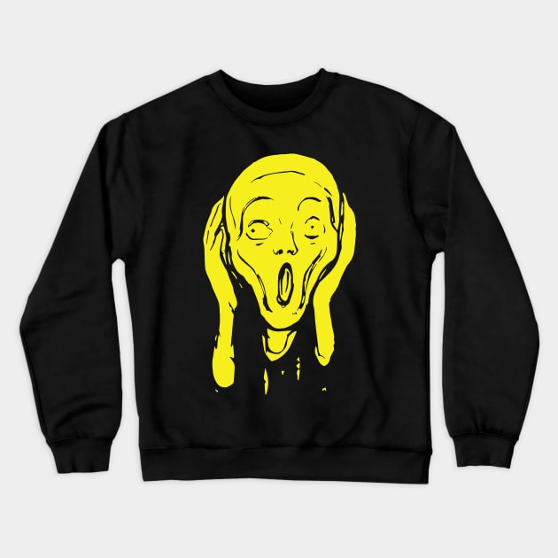 The Scream Edvard Munch The Scream Hearers Head Minimal Yellow Crewneck Sweatshirt by PelagiosCorner